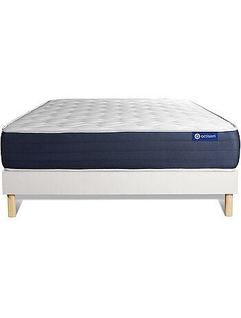 Ensemble Matelas Latex et mémoire de forme et Sommier tapissier en kit Blanc - Actilatex sleep