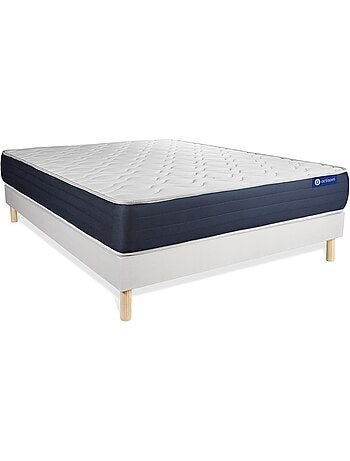 Ensemble Matelas Latex et mémoire de forme et Sommier tapissier en kit Blanc - Actilatex sleep