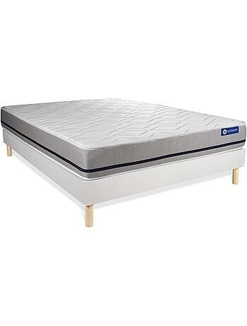 Ensemble Matelas Latex et mémoire de forme et Sommier tapissier en kit Blanc - Actilatex soft