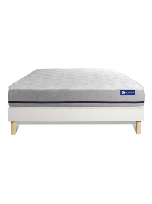 Ensemble Matelas Latex et mémoire de forme et Sommier tapissier en kit Blanc - Actilatex soft - Kiabi