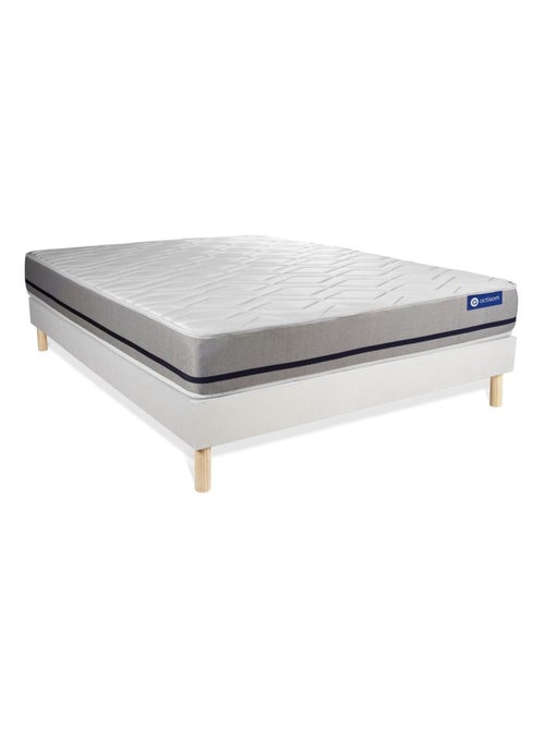 Ensemble Matelas Latex et mémoire de forme et Sommier tapissier en kit Blanc - Actilatex soft - Kiabi