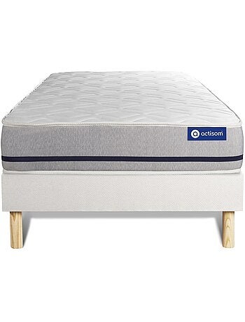 Ensemble Matelas Latex et mémoire de forme et Sommier tapissier en kit Blanc - Actilatex soft