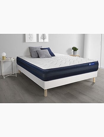 Ensemble Matelas Latex et mémoire de forme et Sommier tapissier en kit Blanc - Actilatex tech