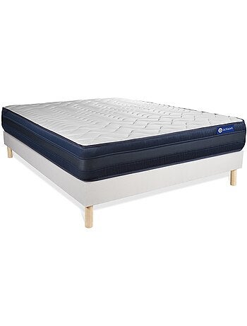 Ensemble Matelas Latex et mémoire de forme et Sommier tapissier en kit Blanc - Actilatex tech