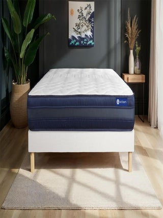 Ensemble Matelas Latex et mémoire de forme et Sommier tapissier en kit Blanc - Actilatex tech