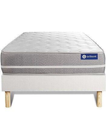 Ensemble Matelas Latex et mémoire de forme et Sommier tapissier en kit Blanc - Actilatex touch