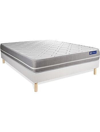 Ensemble Matelas Latex et mémoire de forme et Sommier tapissier en kit Blanc - Actilatex touch