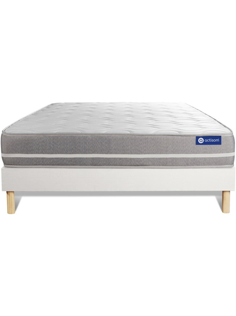 Ensemble Matelas Latex et mémoire de forme et Sommier tapissier en kit Blanc - Actilatex touch Blanc - Kiabi