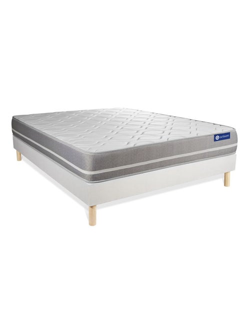 Ensemble Matelas Latex et mémoire de forme et Sommier tapissier en kit Blanc - Actilatex touch - Kiabi