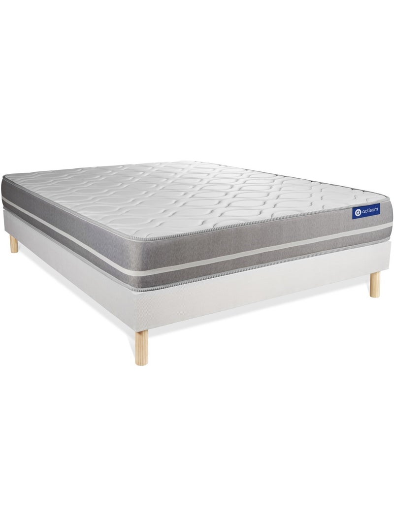 Ensemble Matelas Latex et mémoire de forme et Sommier tapissier en kit Blanc - Actilatex touch Blanc - Kiabi