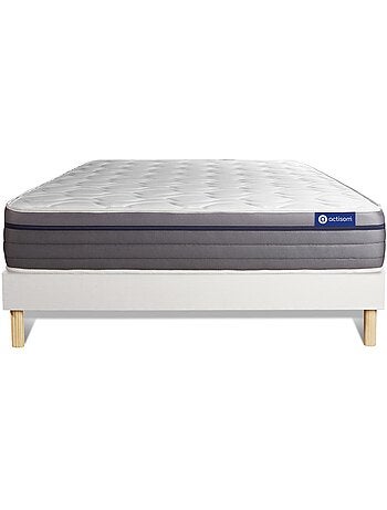 Ensemble Matelas Latex et mémoire de forme et Sommier tapissier en kit Blanc - Actilatex zen