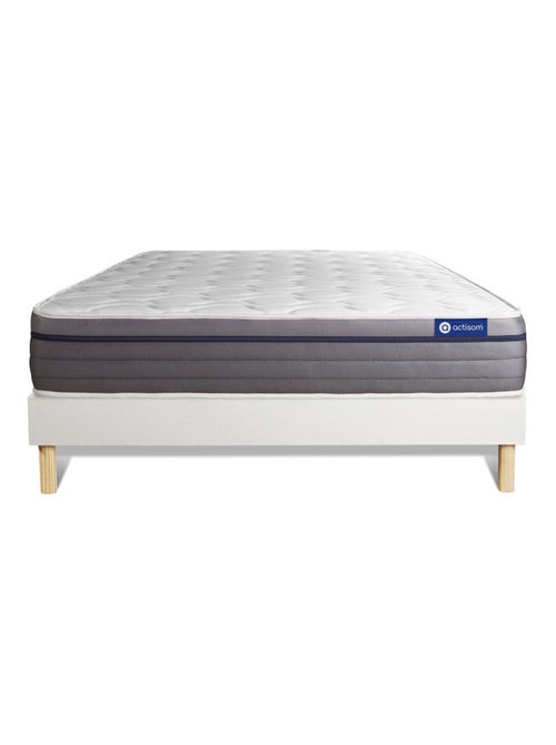 Ensemble Matelas Latex et mémoire de forme et Sommier tapissier en kit Blanc - Actilatex zen - Kiabi