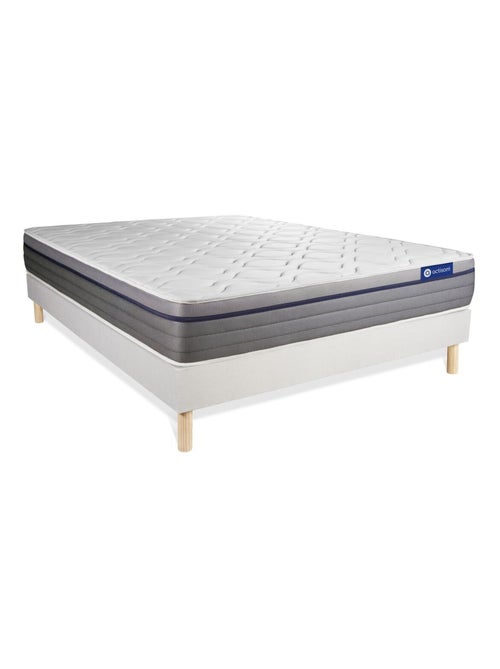 Ensemble Matelas Latex et mémoire de forme et Sommier tapissier en kit Blanc - Actilatex zen - Kiabi
