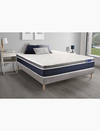 Ensemble Matelas Latex et mémoire de forme et Sommier tapissier en kit Gris - Actilatex confort
