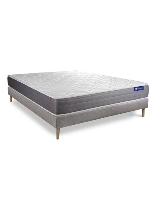 Ensemble Matelas Latex et mémoire de forme et Sommier tapissier en kit Gris - Actilatex dream - Kiabi
