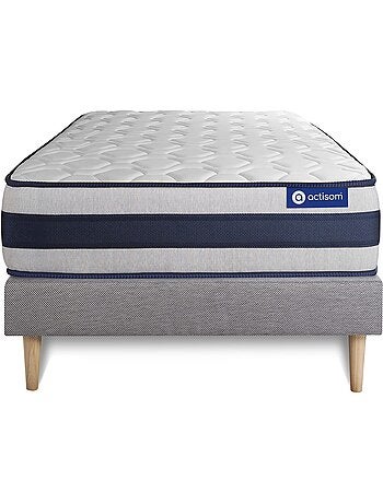 Ensemble Matelas Latex et mémoire de forme et Sommier tapissier en kit Blanc - Actilatex ergo