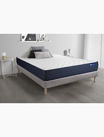 Ensemble Matelas Latex et mémoire de forme et Sommier tapissier en kit Gris - Actilatex life