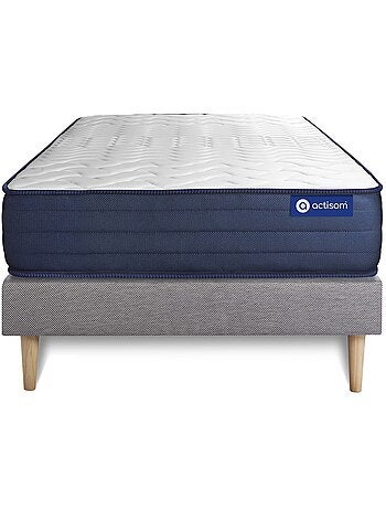 Ensemble Matelas Latex et mémoire de forme et Sommier tapissier en kit Gris - Actilatex life