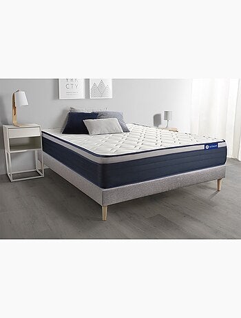 Ensemble Matelas Latex et mémoire de forme et Sommier tapissier en kit Gris - Actilatex max