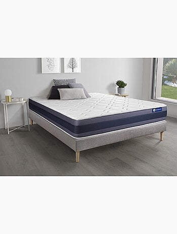 Ensemble Matelas Latex et mémoire de forme et Sommier tapissier en kit Gris - Actilatex morpho