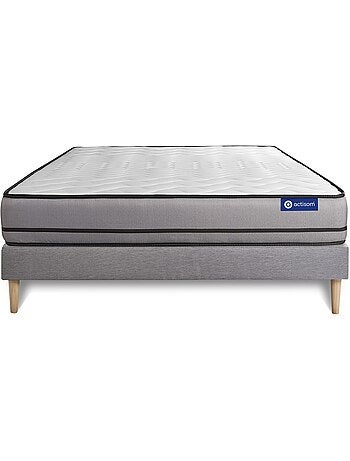 Ensemble Matelas Latex et mémoire de forme et Sommier tapissier en kit Gris - Actilatex night