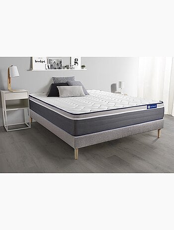 Ensemble Matelas Latex et mémoire de forme et Sommier tapissier en kit Gris - Actilatex plus