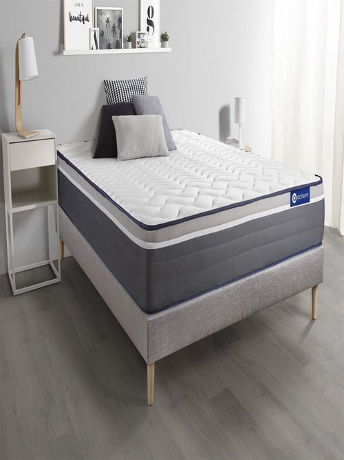 Ensemble Matelas Latex et mémoire de forme et Sommier tapissier en kit Gris - Actilatex plus - Kiabi