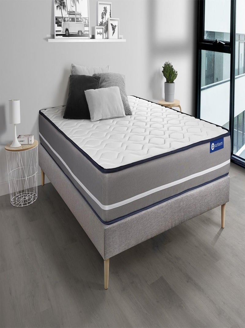 Ensemble Matelas Latex et mémoire de forme et Sommier tapissier en kit Gris - Actilatex pur Gris - Kiabi