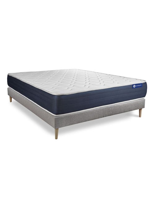Ensemble Matelas Latex et mémoire de forme et Sommier tapissier en kit Gris - Actilatex sleep - Kiabi