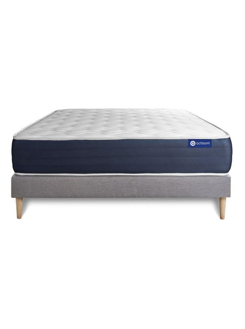 Ensemble Matelas Latex et mémoire de forme et Sommier tapissier en kit Gris - Actilatex sleep - Kiabi