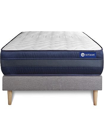 Ensemble Matelas Latex et mémoire de forme et Sommier tapissier en kit Gris - Actilatex tech