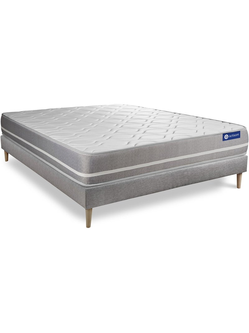 Ensemble Matelas Latex et mémoire de forme et Sommier tapissier en kit Gris - Actilatex touch Gris - Kiabi