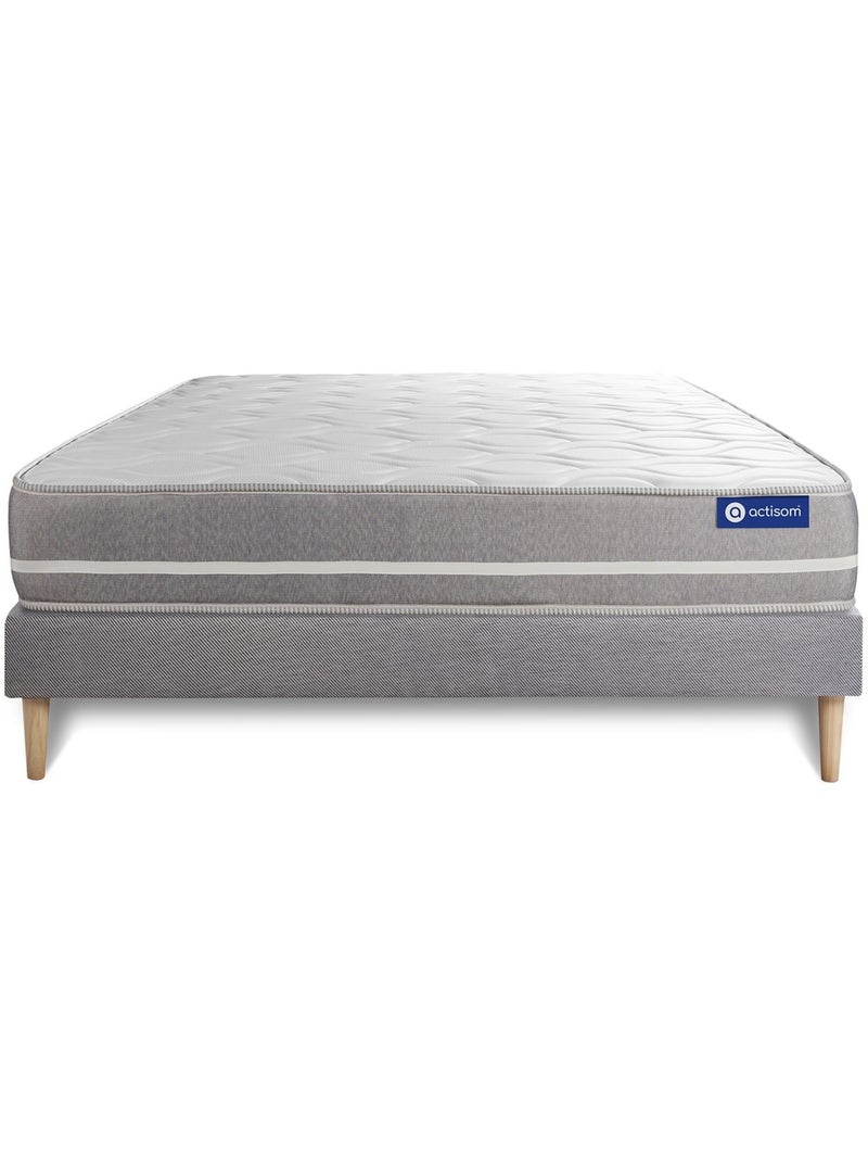 Ensemble Matelas Latex et mémoire de forme et Sommier tapissier en kit Gris - Actilatex touch Gris - Kiabi