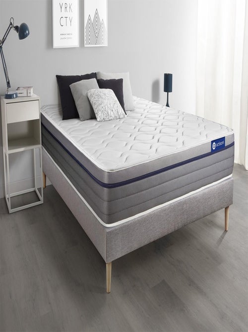 Ensemble Matelas Latex et mémoire de forme et Sommier tapissier en kit Gris - Actilatex zen - Kiabi