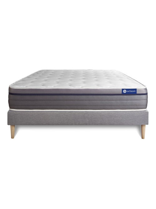 Ensemble Matelas Latex et mémoire de forme et Sommier tapissier en kit Gris - Actilatex zen - Kiabi