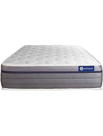 Ensemble Matelas Latex et mémoire de forme et Sommier tapissier en kit Gris - Actilatex zen