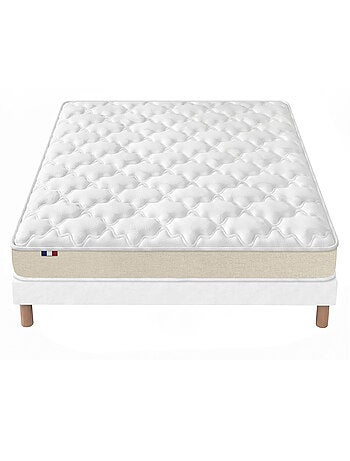 Ensemble matelas latex sommier déco blanc