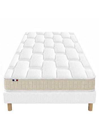 Ensemble matelas latex sommier déco blanc