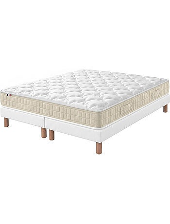 Ensemble matelas latex sommier déco blanc