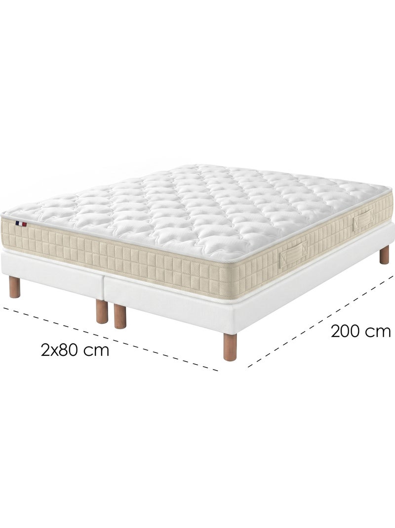 Ensemble matelas latex sommier déco blanc Blanc - Kiabi