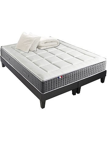 Ensemble Matelas Ressort 7 zones H.30cm + Sommier + couette + oreillers MAX - 140 x 190 cm