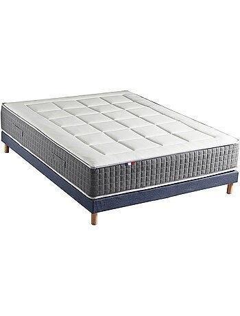 Ensemble matelas ressorts 7 zones H28 sommier gris chiné 160x200