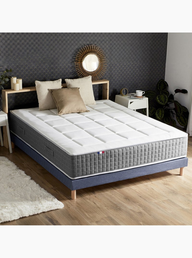 Ensemble matelas MAX ressorts 7 zones H28 + sommier bleu denim 160x200 Blanc Bleu - Kiabi