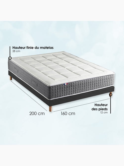 Ensemble matelas MAX ressorts 7 zones H28 sommier noir 160x200 - Kiabi