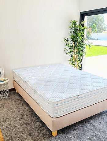 Ensemble matelas mémoire de forme 24 cm avec sommier beige