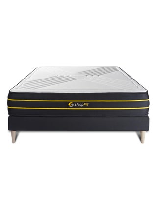 Ensemble Matelas Mémoire de forme et micro ressorts ensachés et Sommier tapissier en kit Noir - Ult