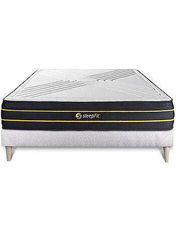 Ensemble Matelas Mémoire de forme et micro ressorts ensachés et Sommier Tapissier multi-lattes Blan