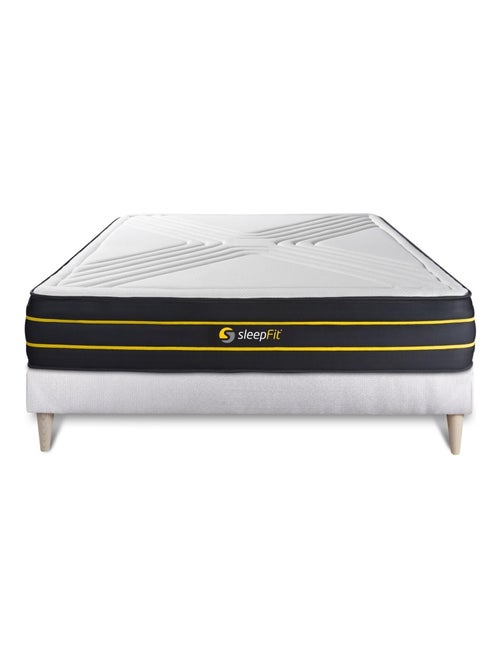 Ensemble Matelas Mémoire de forme et micro ressorts ensachés et Sommier Tapissier multi-lattes Blan - Kiabi