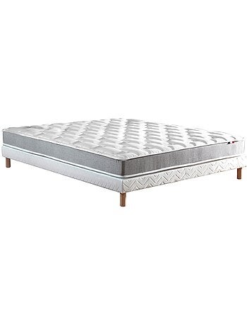 Ensemble matelas mémoire de forme et mousse HR ZENITH avec sommier - confort français - Vert celadon