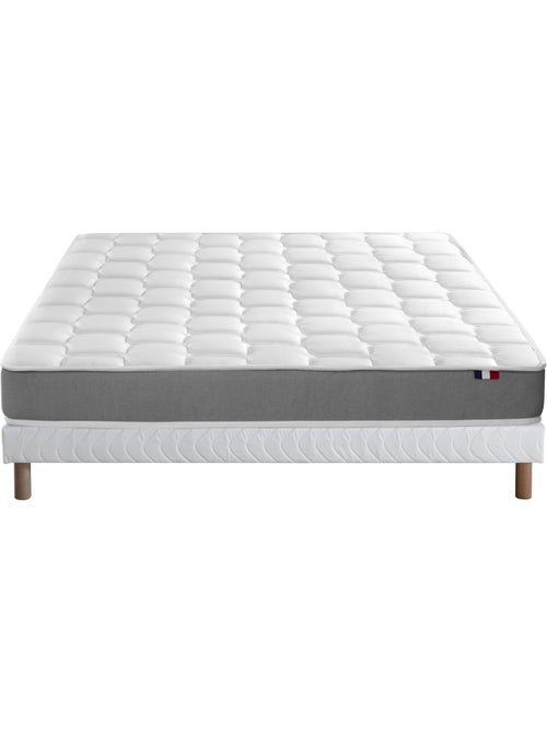 Ensemble matelas mémoire de forme et mousse HR ZENITH avec sommier - confort français - Blanc - Kiabi Ensemble matelas mémoire de forme et mousse HR ZENITH avec sommier - confort français - Blanc - Kiabi